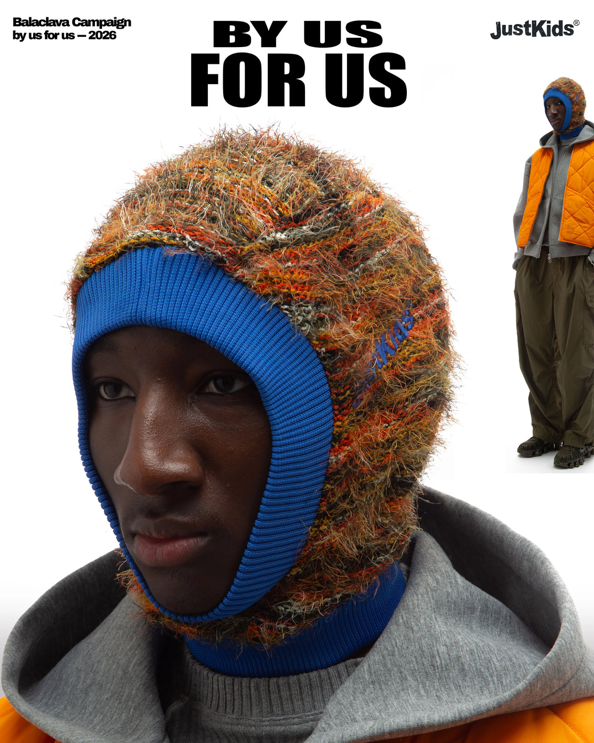 JustKids - Childhood Balaclava reversible Multicolor / Electric Orange
