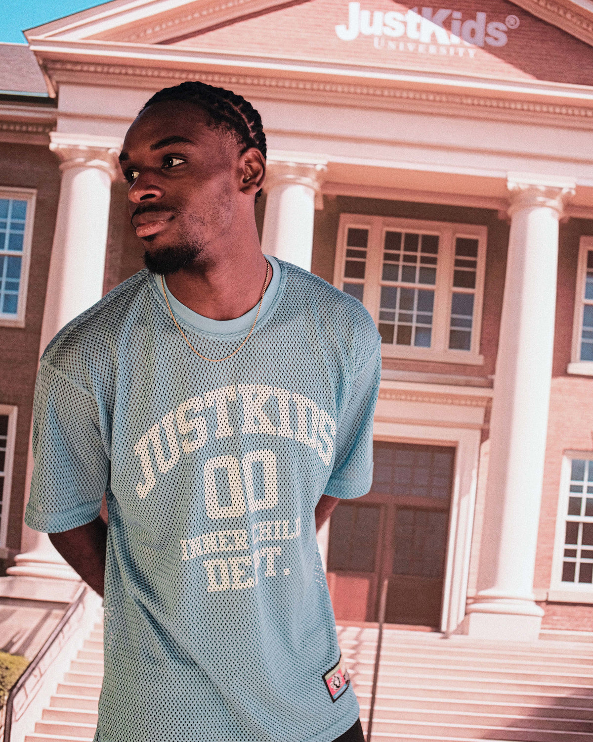 JustKids - Baby blue Mesh Basketball T-shirt University
