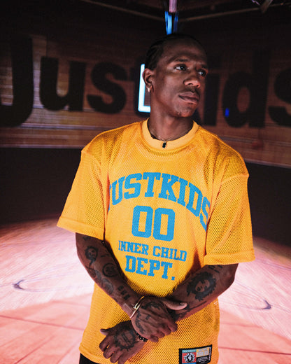 JustKids - Golden Yellow Mesh Basketball T-shirt University